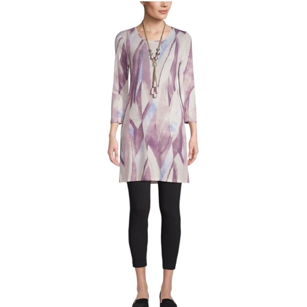 Chico's Brushed Side-Slit Abstract Tunic Top Size 2 (Large)